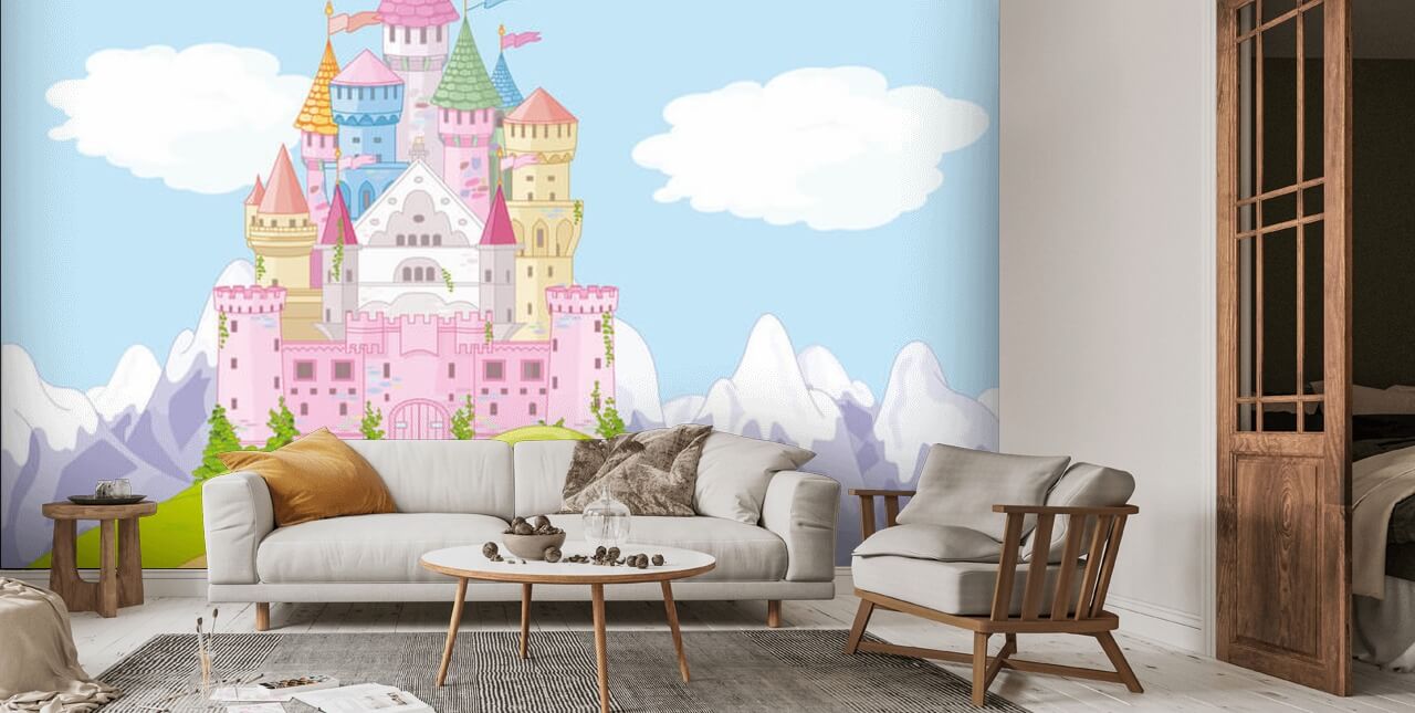 Fairytale Castle Landscape Wallpaper | Wallsauce UK
