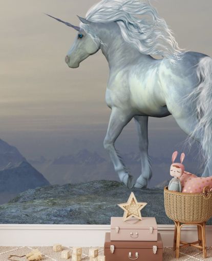 Papier Peint Fresque Licorne debout sur une montagne