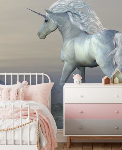 Unicorn Stood on a Mountain Wall Mural Unicorn Stood on a Mountain Wall Mural