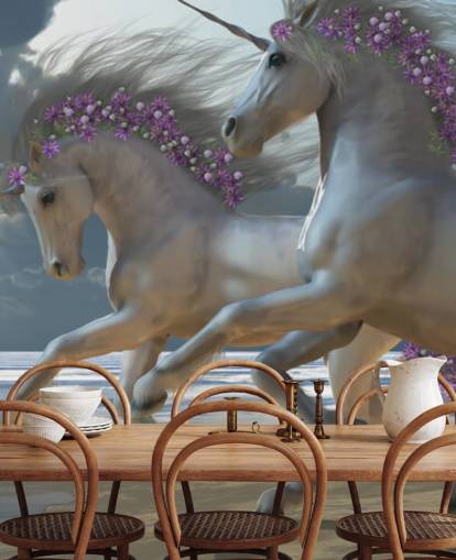 Unicorns Running on the Beach Wall Mural Unicorns Running on the Beach Wall Mural