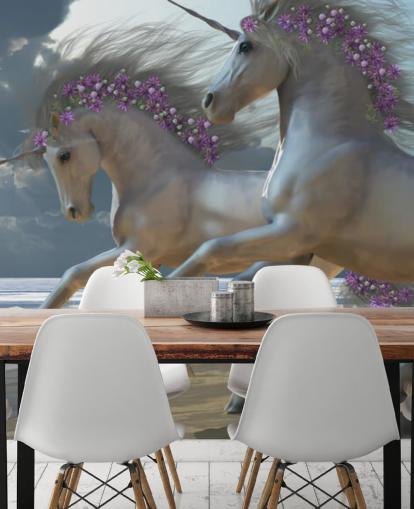 Unicorns Running on the Beach Wall Mural