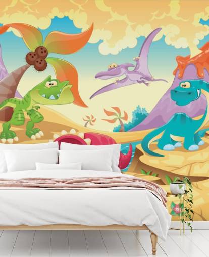 Dinosaurs Cartoon Wall Mural Wallpaper Dinosaurs Cartoon Wall Mural Wallpaper