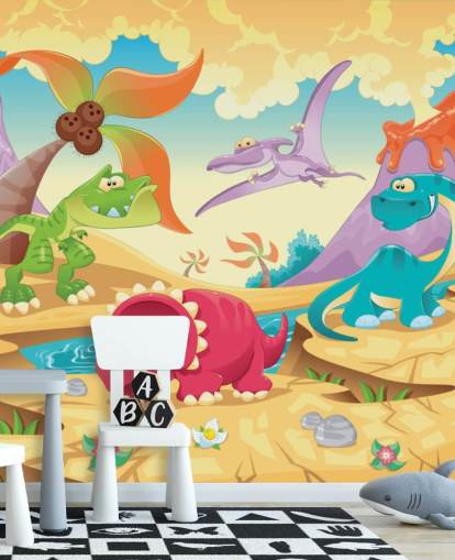 Dinosaurs Cartoon Wall Mural Wallpaper Dinosaurs Cartoon Wall Mural Wallpaper