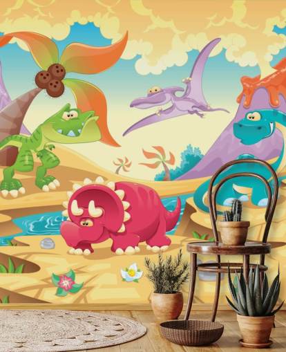 Dinosaurs Cartoon Wall Mural Wallpaper Dinosaurs Cartoon Wall Mural Wallpaper