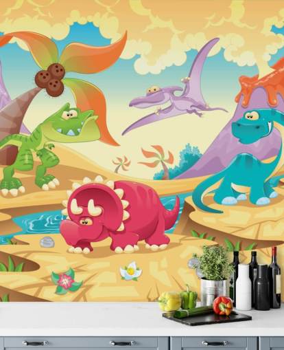 Carta da parati murale con dinosauri