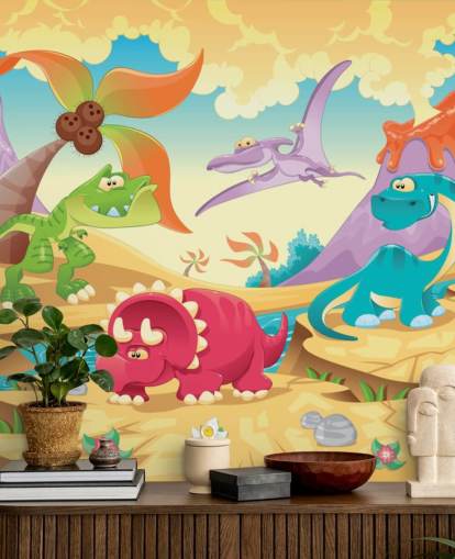 Carta da parati murale con dinosauri Carta da parati murale con dinosauri