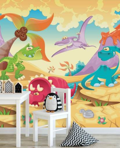 Carta da parati murale con dinosauri