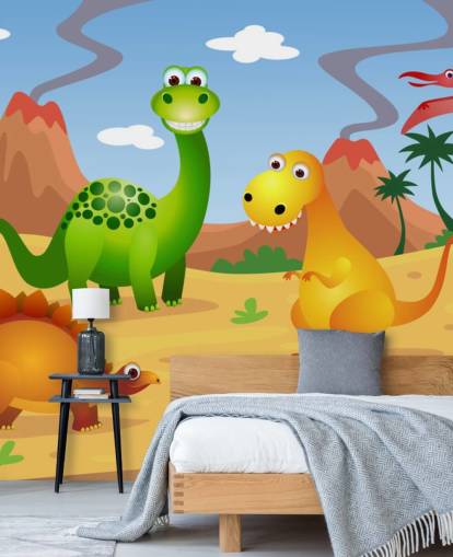 Fun mural de pared de dinosaurios Fun mural de pared de dinosaurios