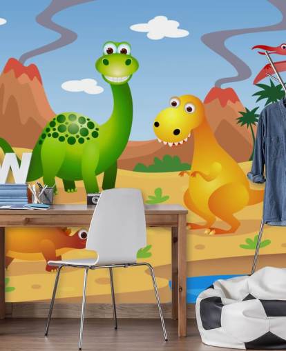 Hauska dinosaurusten seinämaalaus