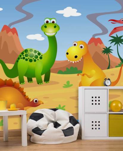 Fun mural de pared de dinosaurios