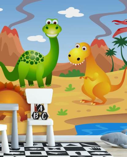 Fun Dinosaurs Wall Mural Wallpaper