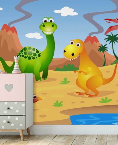 Hauska dinosaurusten seinämaalaus