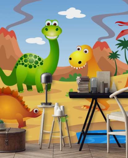 Fun mural de pared de dinosaurios Fun mural de pared de dinosaurios