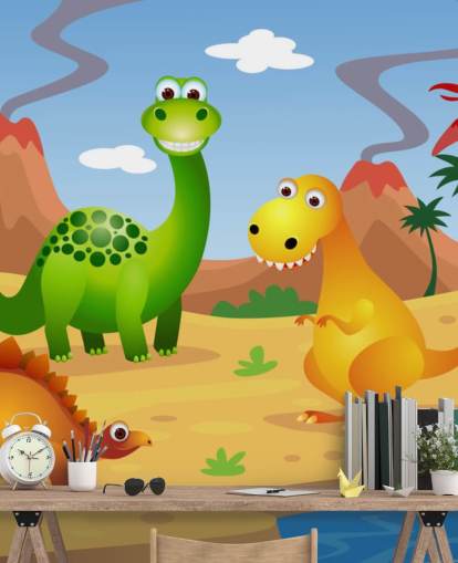 Fun mural de pared de dinosaurios Fun mural de pared de dinosaurios