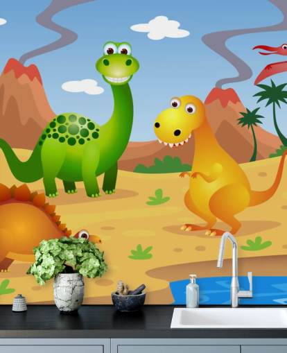 Fun Dinosaurs Wall Mural Wallpaper Fun Dinosaurs Wall Mural Wallpaper