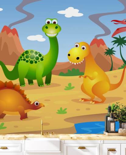 Fun mural de pared de dinosaurios