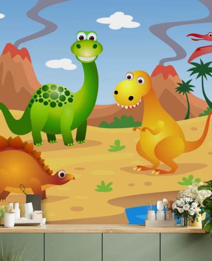 Papel de parede Fun Dinosaurs Wall Mural Papel de parede Fun Dinosaurs Wall Mural