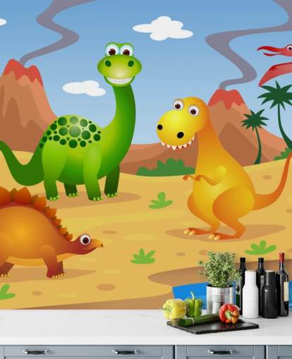 Fun mural de pared de dinosaurios