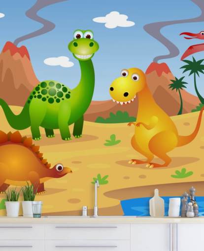 Fun Dinosaurs Wall Mural Wallpaper