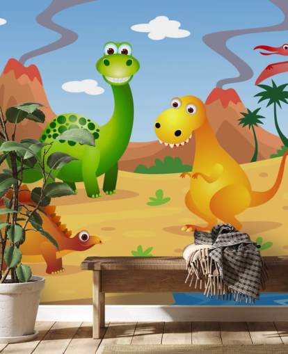 Fun Dinosaurs Wall Mural Wallpaper