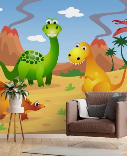 Witzige Dinosaurier-Wandtapete