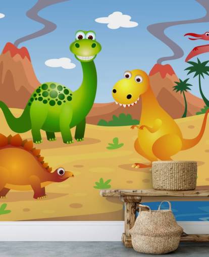 Fun mural de pared de dinosaurios