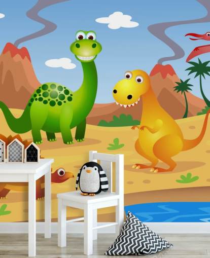 Fun Dinosaurs Wall Mural Wallpaper