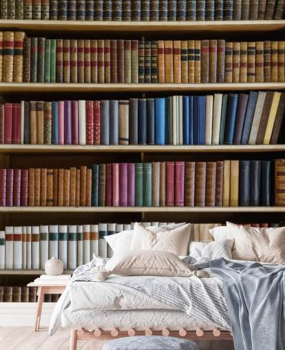 boekenkast behangmuurschildering genaamd Old Books Bookcase voor woonkamers, kantoren en bibliotheken
