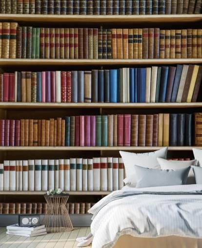 Bücherregal-Tapete namens Old Books Bookcase für Wohnzimmer, Büros und Bibliotheken