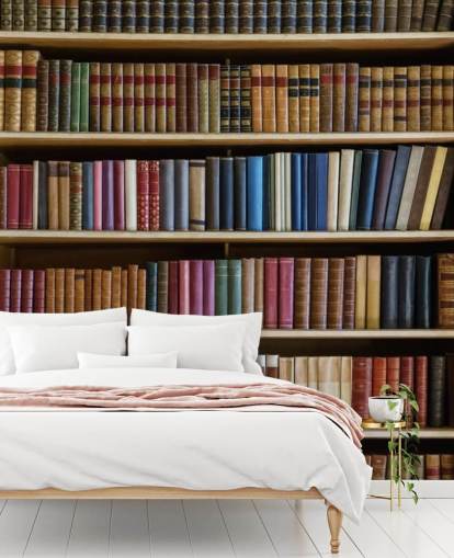 mural de papel pintado de estantería llamado Old Books Bookcase para salas de estar, oficinas y bibliotecas