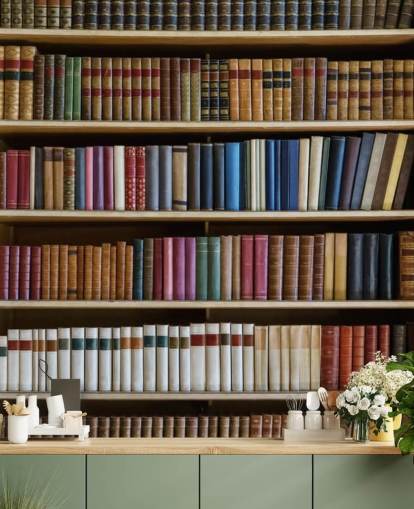 bookcase wallpaper mural called Old Books Bookcase for living rooms, offices and libraries