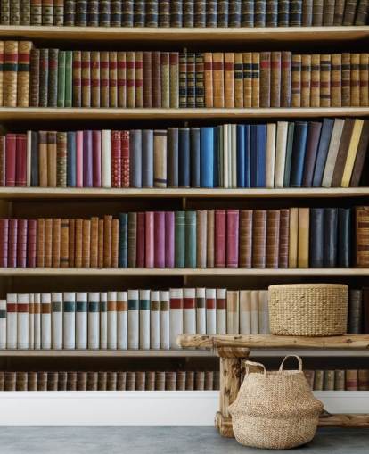 boekenkast behangmuurschildering genaamd Old Books Bookcase voor woonkamers, kantoren en bibliotheken boekenkast behangmuurschildering genaamd Old Books Bookcase voor woonkamers, kantoren en bibliotheken