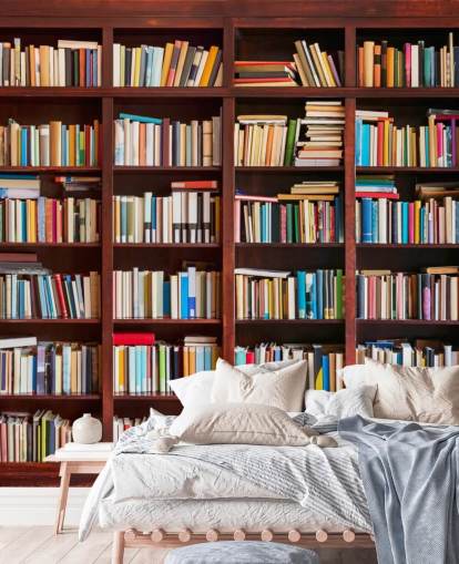 farbenfrohe individuelle Bücherregaltapete namens Bookcase für Büros, Bibliotheken und Schlafzimmer