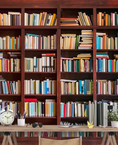 colorful custom bookcase wallpaper called Bookcase for offices, libraries and bedrooms
