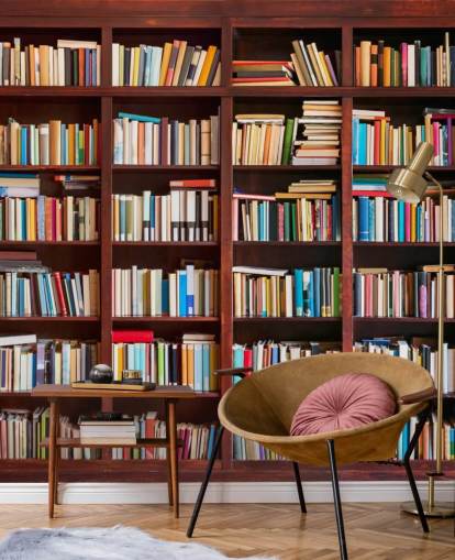 farbenfrohe individuelle Bücherregaltapete namens Bookcase für Büros, Bibliotheken und Schlafzimmer