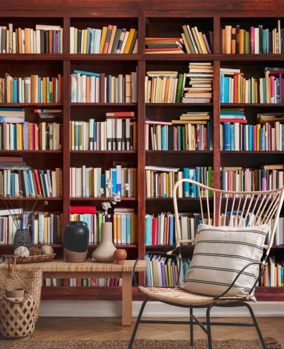 colourful custom bookcase wallpaper called Bookcase for offices, libraries and bedrooms