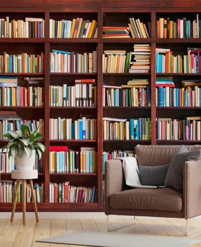 Four Sectioned Bookcase Wallpaper