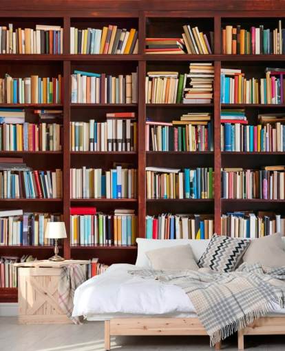 papel de parede colorido personalizado chamado Bookcase para escritórios, bibliotecas e quartos