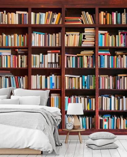 farbenfrohe individuelle Bücherregaltapete namens Bookcase für Büros, Bibliotheken und Schlafzimmer