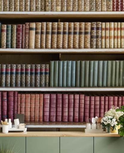 Papel pintado Libros en piel sobre estantería