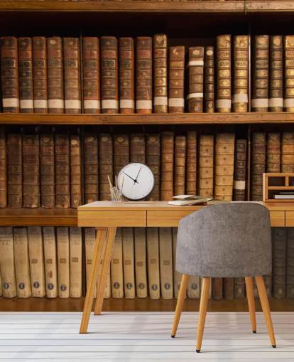 Tapeten-Wandbild „Antike Bücher auf einem Bücherregal“