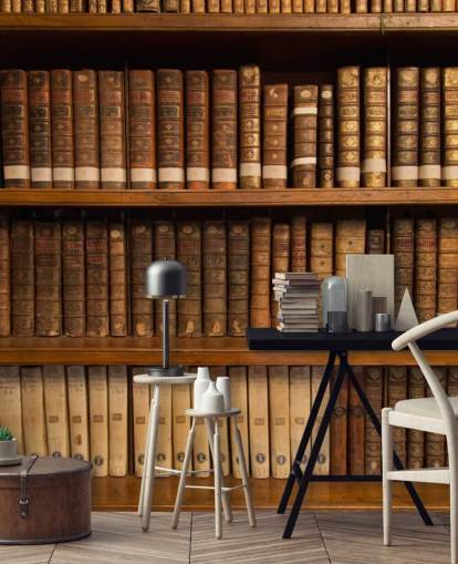 Brown Antique Books on Bookshelf Wallpaper Mural Brown Antique Books on Bookshelf Wallpaper Mural
