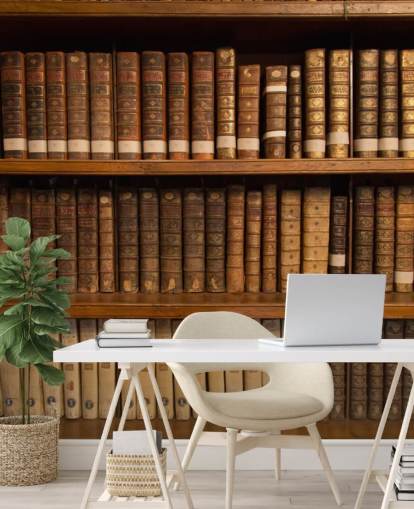 Tapeten-Wandbild „Antike Bücher auf einem Bücherregal“