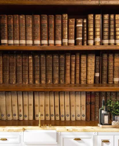 Brown Antique Books on Bookshelf Wallpaper Mural