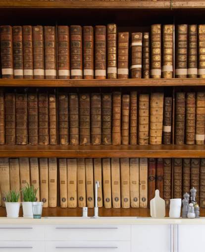 Brown Antique Books on Bookshelf Wallpaper Mural Brown Antique Books on Bookshelf Wallpaper Mural