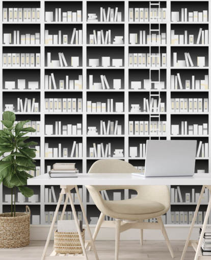 Schwarzweiss-Regal-Tapete
