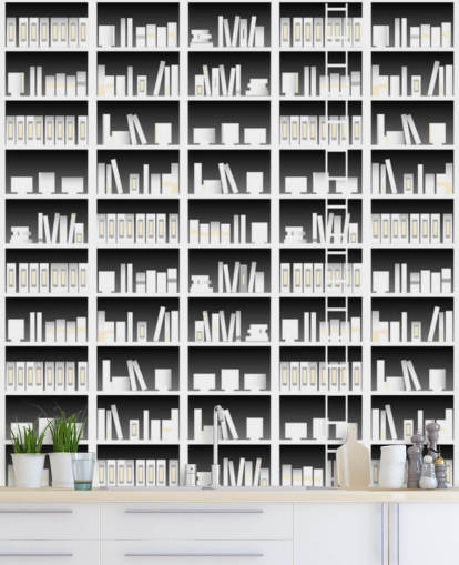 Papier peint étagère noir et blanc Papier peint étagère noir et blanc