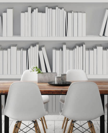 Carta da parati murale con scaffali bianchi Carta da parati murale con scaffali bianchi
