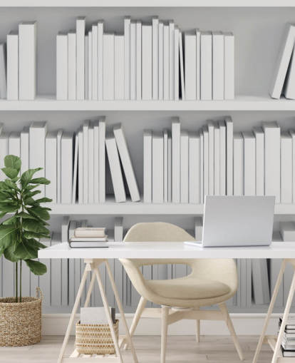 Hvid Boghylder Wallpaper Mural Hvid Boghylder Wallpaper Mural