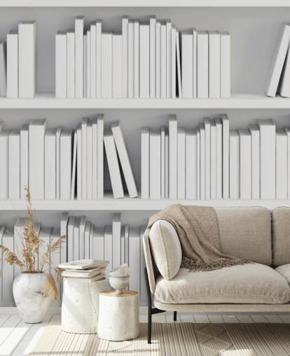 Papel pintado Estanterías blancas Papel pintado Estanterías blancas